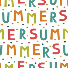 Colorful seamless pattern, Summer kids background. Vector illustration.
