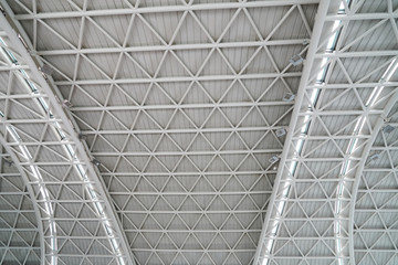 interior view of ceiling with steel structure