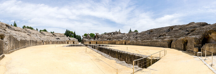 The Roman amphitheater of Italica in Seville, Spain. The site recently gained popularity to due to the filming location of Game of Throne’s Dragonpit.