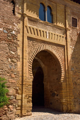Fototapeta na wymiar West side of Wine Gate or Puerta del Vino at Alhambra Palace Granada Spain