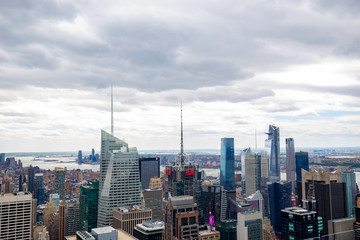 USA. New York. May 2019: View from the top.American aerial landscape with usa. Manhattan - New York City Aerial view. Midtown manhattan. Panoramic view. City financial district. New York skyline - USA