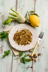 fennel crumble with almond and lemon