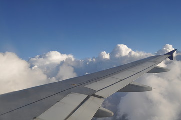 The beautiful view from airplane window sky and cloud