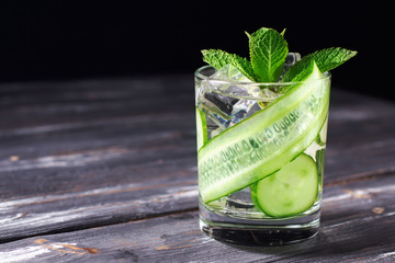 Infused cucumber drink with mint. Detox water.