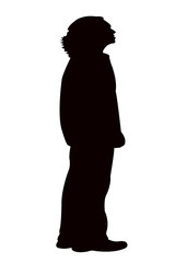 a young man looking up, silhouette vector