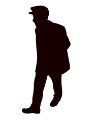 an old man walking silhouette vector