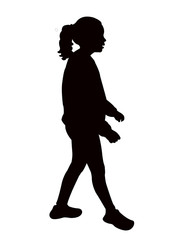 a girl walking body silhouette vector