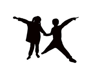 a couple dancing, silhouette vector