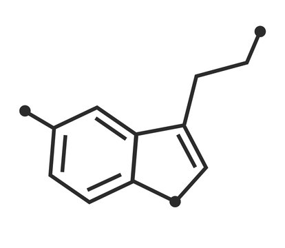 Formula of serotonin on a white background. Vector illustration.