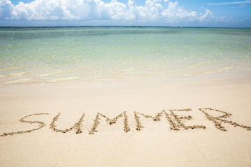 Summer Text On Sand At Beach
