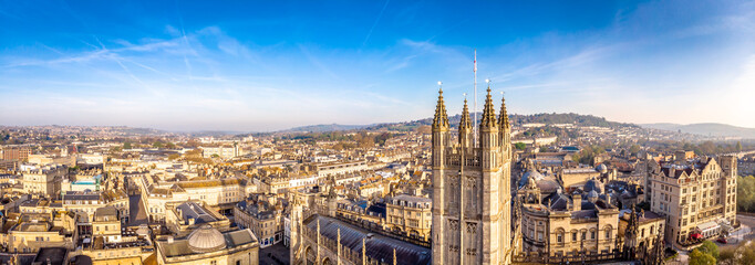 Aerial view of Bath abbey, England