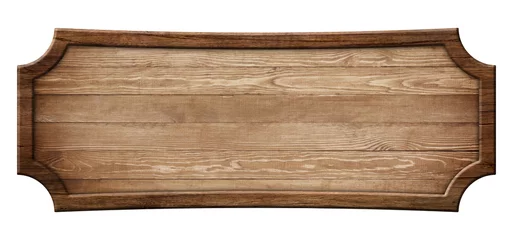 Fotobehang Langwerpig decoratief houten uithangbord gemaakt van natuurlijk hout en met donkere lijst © oxinoxi