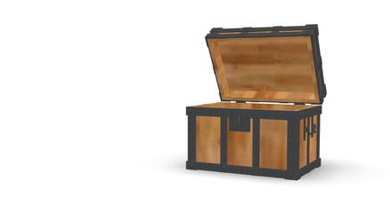 Wood chest isolated on White 3D Rendering