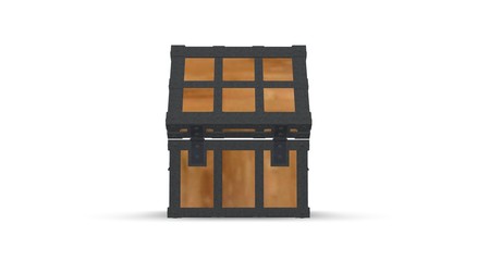 Wood chest isolated on White 3D Rendering