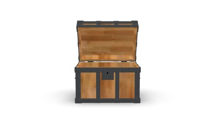 Wood chest isolated on White 3D Rendering