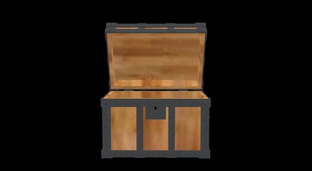 Wood Chest on Black 3D Rendering