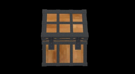 Wood Chest on Black 3D Rendering