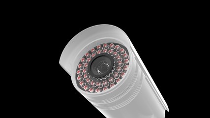 CCTV Camera on Black 3D Rendering