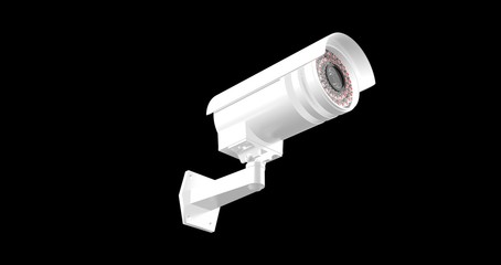 CCTV Camera on Black 3D Rendering