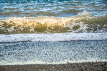 Colorful seascape, view of sea waves on beach