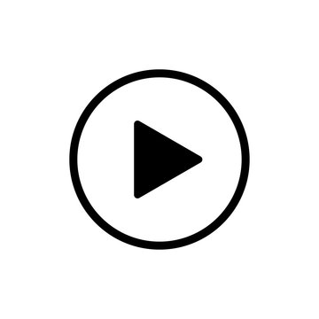 Play icon isolated button or video player sign. Web media symbol. Multimedia interface.