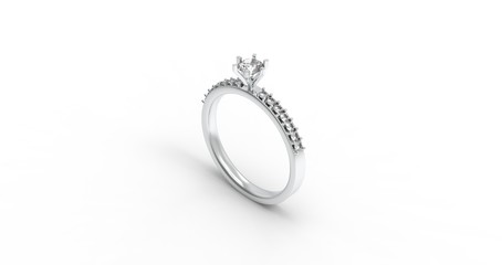Brilliant Ring isolated on White 3D Rendering