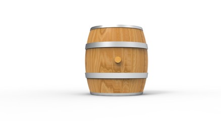 wooden Barrel isolated on White 3D Rendering