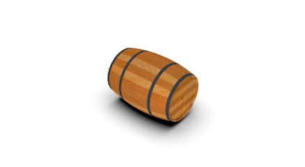 wooden Barrel isolated on White 3D Rendering