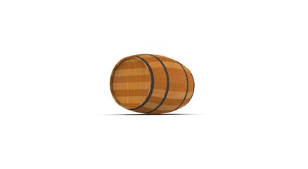 wooden Barrel isolated on White 3D Rendering