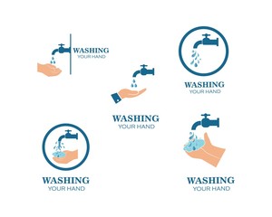 washing hands logo icon vector design