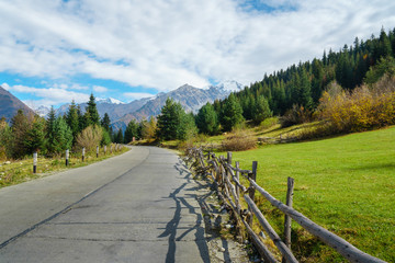 Fototapeta na wymiar Road in the mountains of Svaneti, beautiful landscape, Georgia