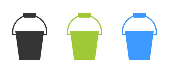 Garden water bucket sign icon vector - flat water bucket