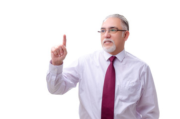 Aged businessman employee isolated on white 