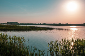 beautiful sunset over the river