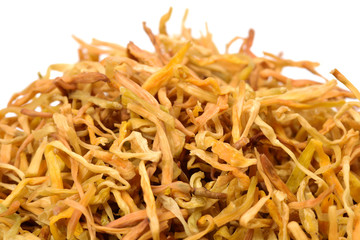 Dried Lily Buds on white background