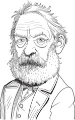 Victor Hugo cartoon BW