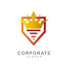  Shield logo with a crown of kings, a royal defense logo , royal security icon