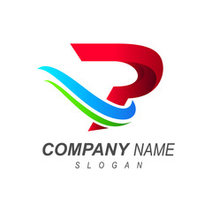 logo letter p and wave, logo p with the appearance of sea waves,