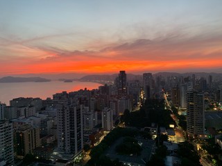 Fototapeta premium Sunset santos beach