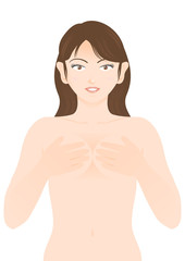 Naklejka premium 両手で胸を抑える女性