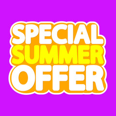 Special Summer Offer, sale poster design template, isolated sticker, vector illustration
