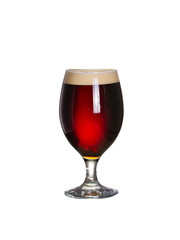 Glass of red dark beer. Ale, isolated on white background