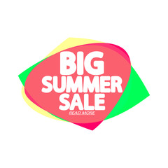 Big Summer Sale, bubble banner design template, discount tag, app icon, vector illustration