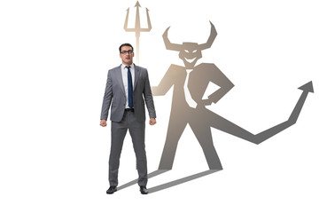 Devil hiding in the businessman - alter ego concept