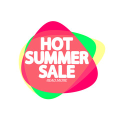 Hot Summer Sale, bubble banner design template, discount tag, app icon, vector illustration