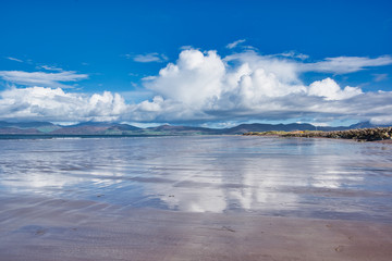 mountains of Dingle peninsula from Rossbeigh beach of Ring of Kerry