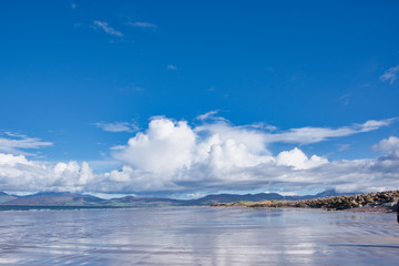 mountains of Dingle peninsula from Rossbeigh beach of Ring of Kerry