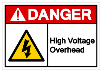 Danger High Voltage Overhead Symbol Sign, Vector Illustration, Isolate On White Background Label .EPS10