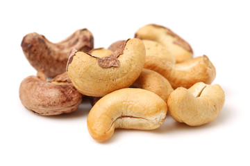cashew nuts on white background 