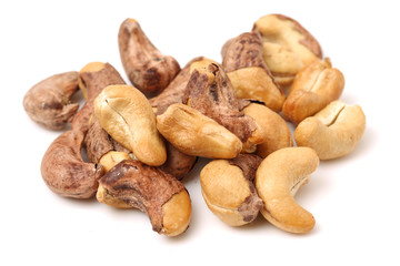 cashew nuts on white background 